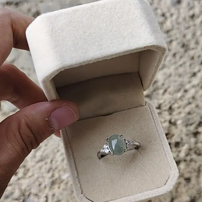 A货冰种蛋面女款精致百搭玉石指环