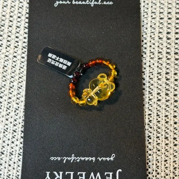 天然石水晶琥珀戒指独特设计小众百搭时尚