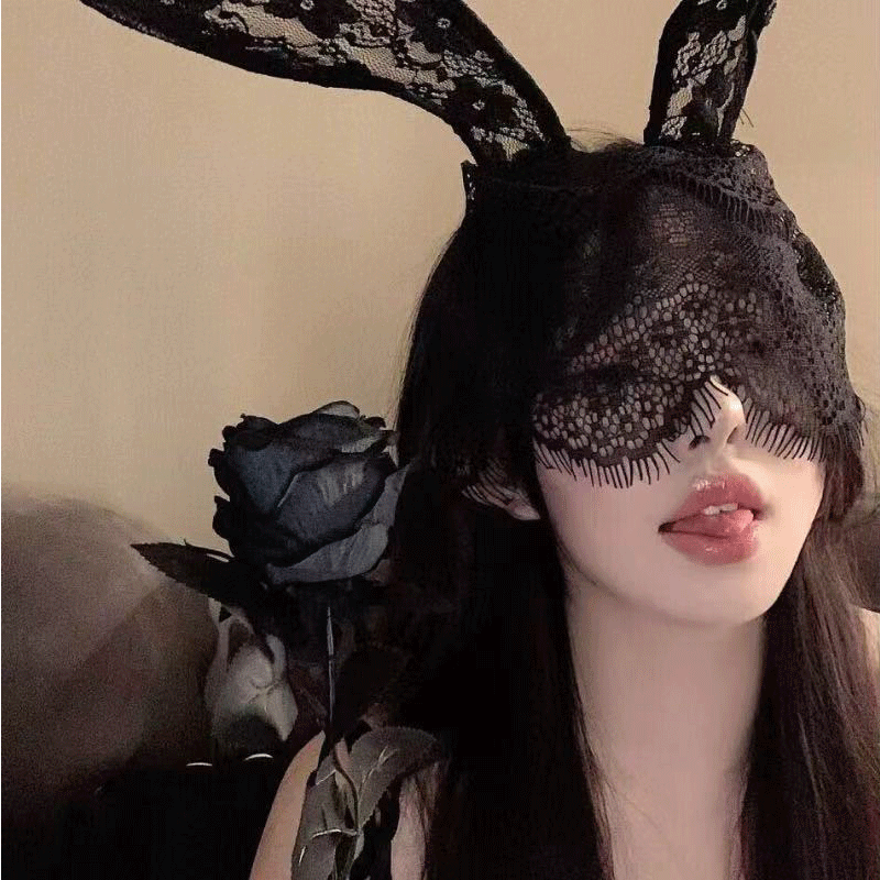 绯妃B/少女风兔儿发箍面纱可百搭性感睡衣睡裙A94