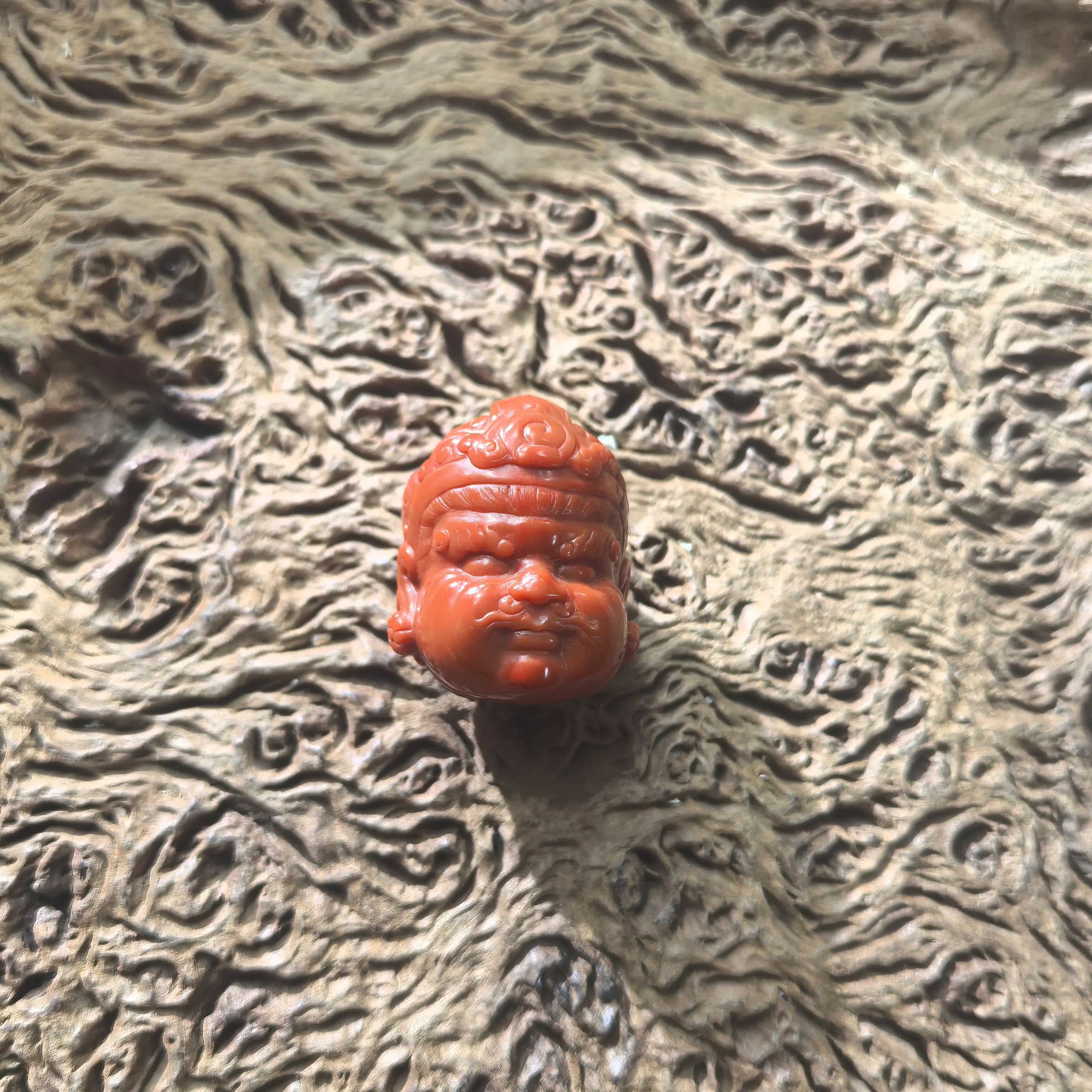 原矿南红黄财神配珠