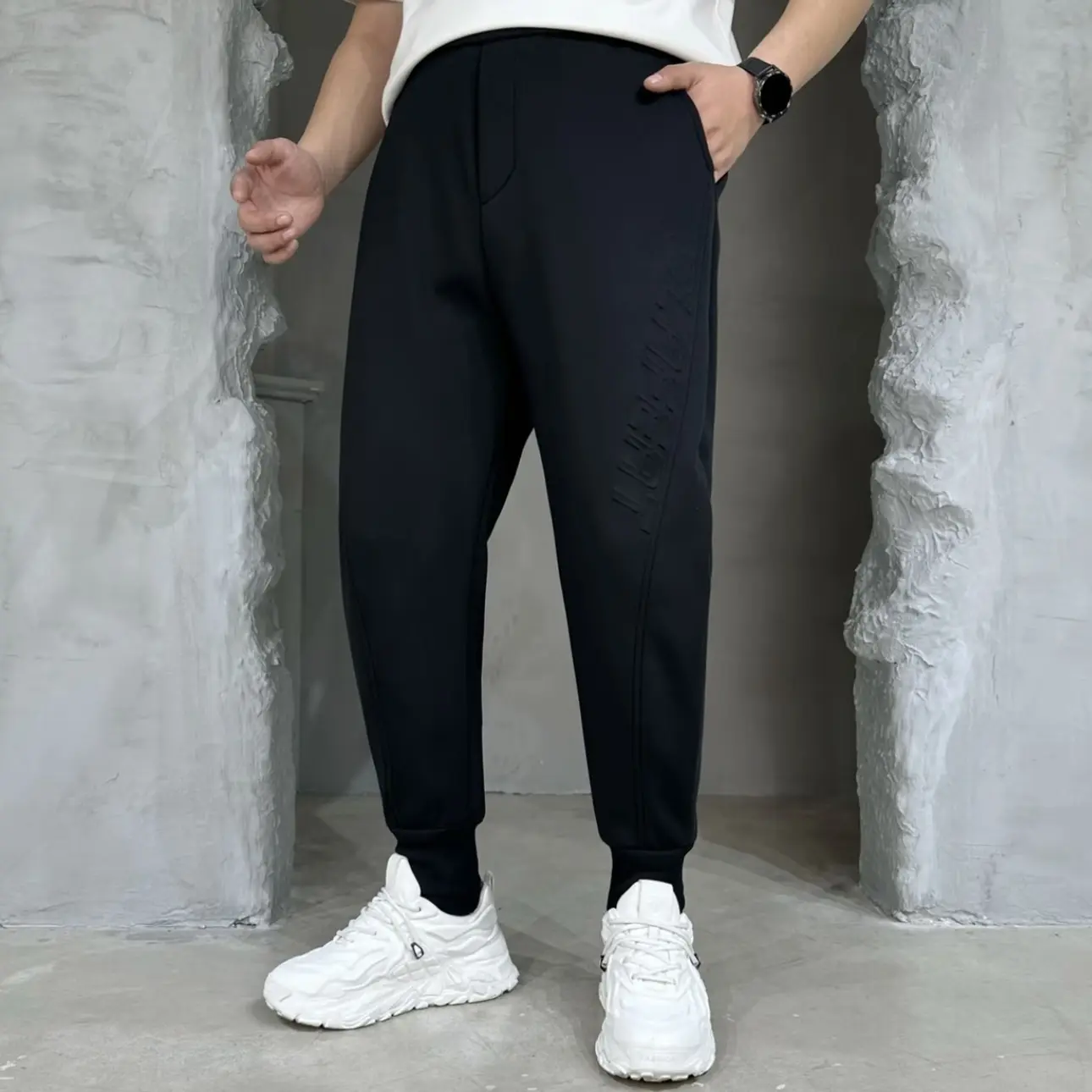 大码修身显瘦束脚男士【字母】小脚卫裤