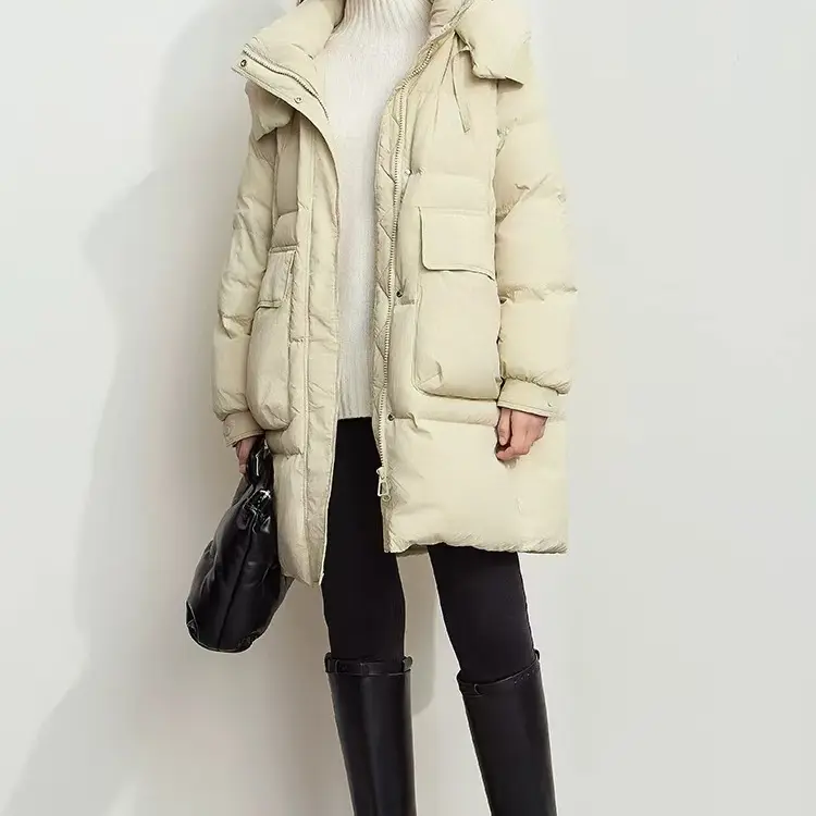 女长款潮流黑色女士黑色短款鸭绒服加厚百搭