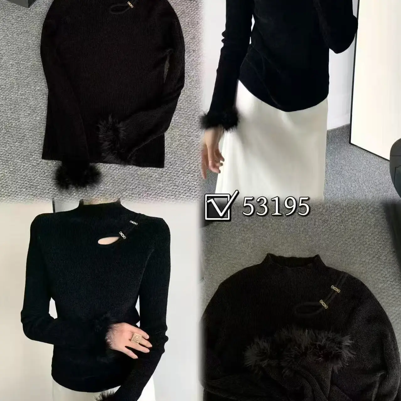 长袖天鹅绒厚款针织衫衫常规款加绒秋季针织毛衣