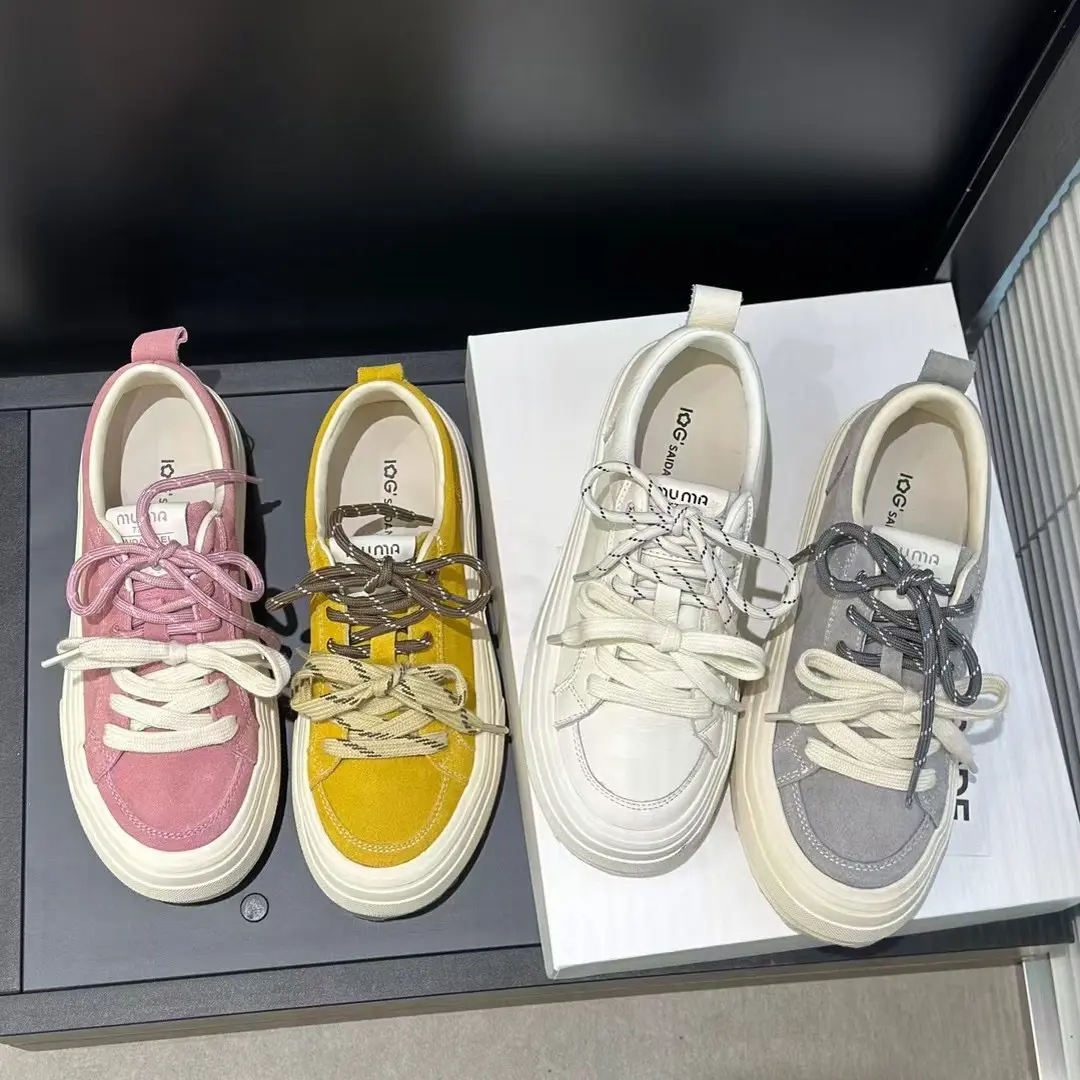 IG女鞋~小白鞋2025春款新款百搭厚底舒适系带真皮休闲运动板鞋