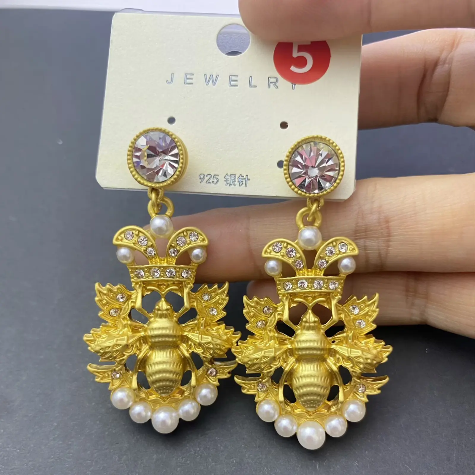 铜合金仿珍珠耳饰 铜合金轻奢高级简约复古气质耳环耳饰