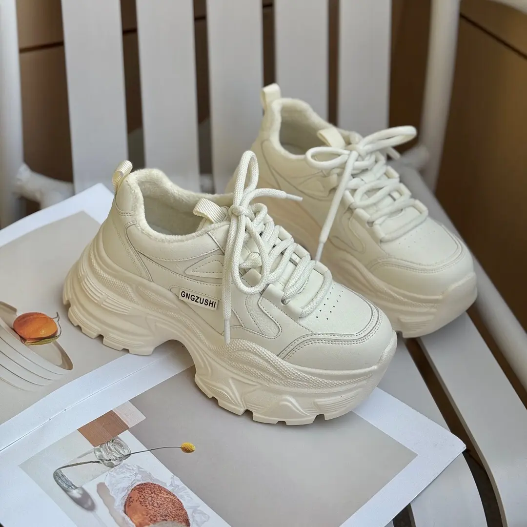 小个子增高6CM松糕厚底真皮老爹鞋秋冬超火轻便百搭运动休闲鞋