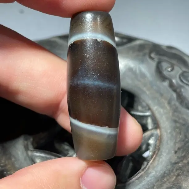 复古原矿天然带线带眼条纹玛瑙串锁骨绳