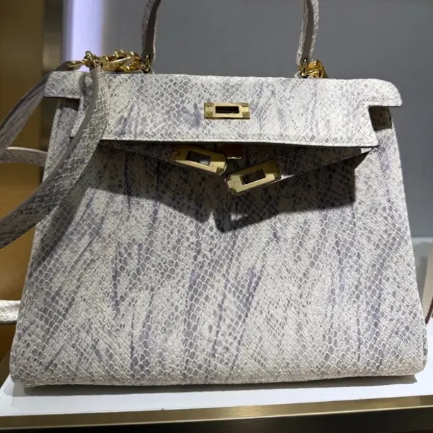 熹微【白色刀疤皮蛇纹系列】手提单肩斜挎包百搭