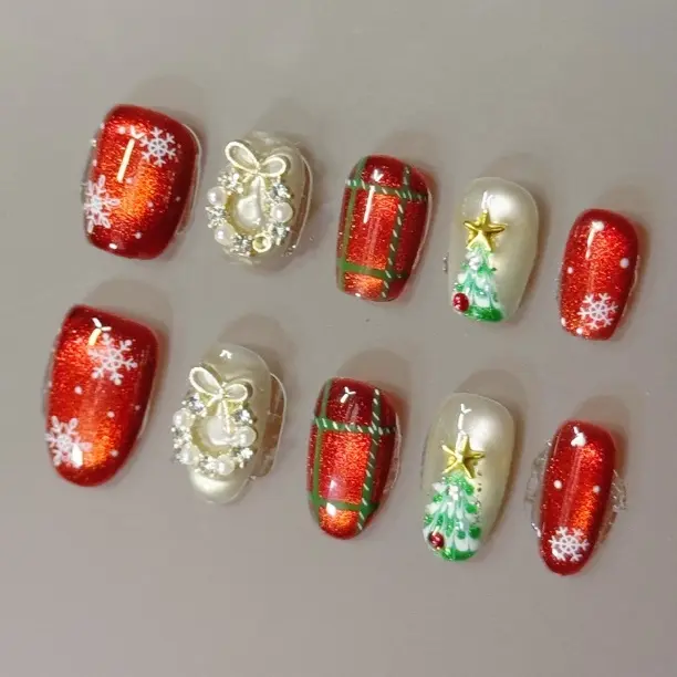 米莱【圣诞颂歌】圣诞限定猫眼穿戴甲可脱卸