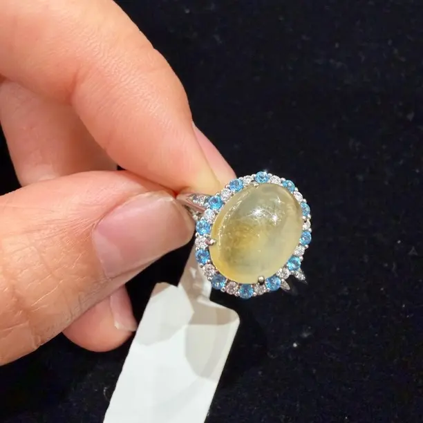 天然翡翠A货冰黄翡不可调节女戒A-005