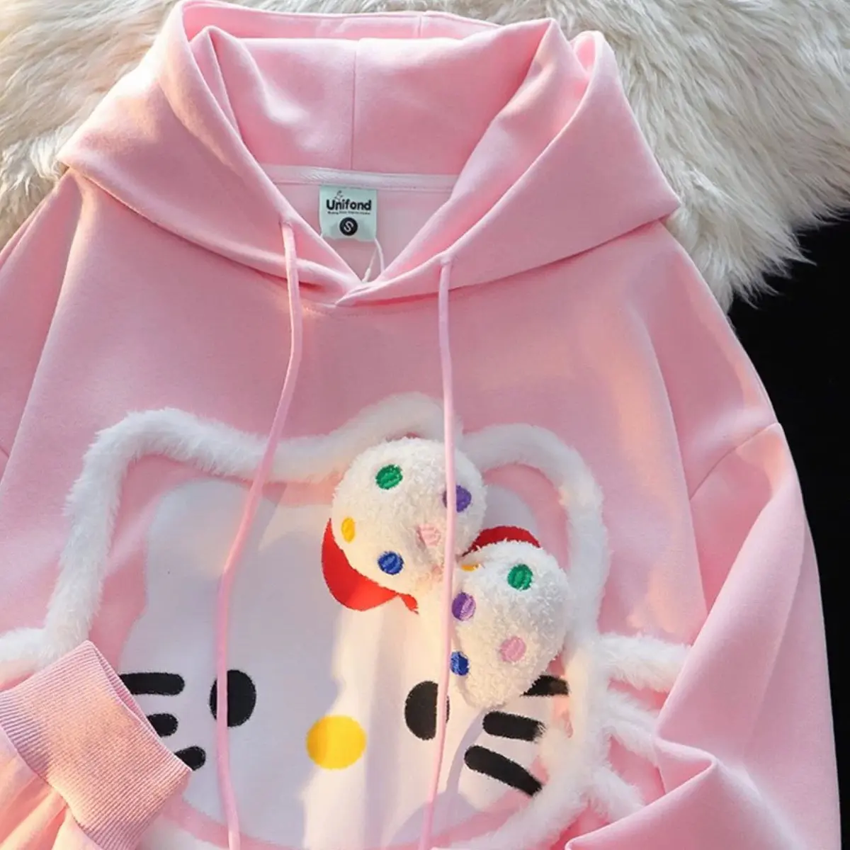 609哈哈家 女童秋冬款洋气百搭可爱kitty猫连帽卫衣