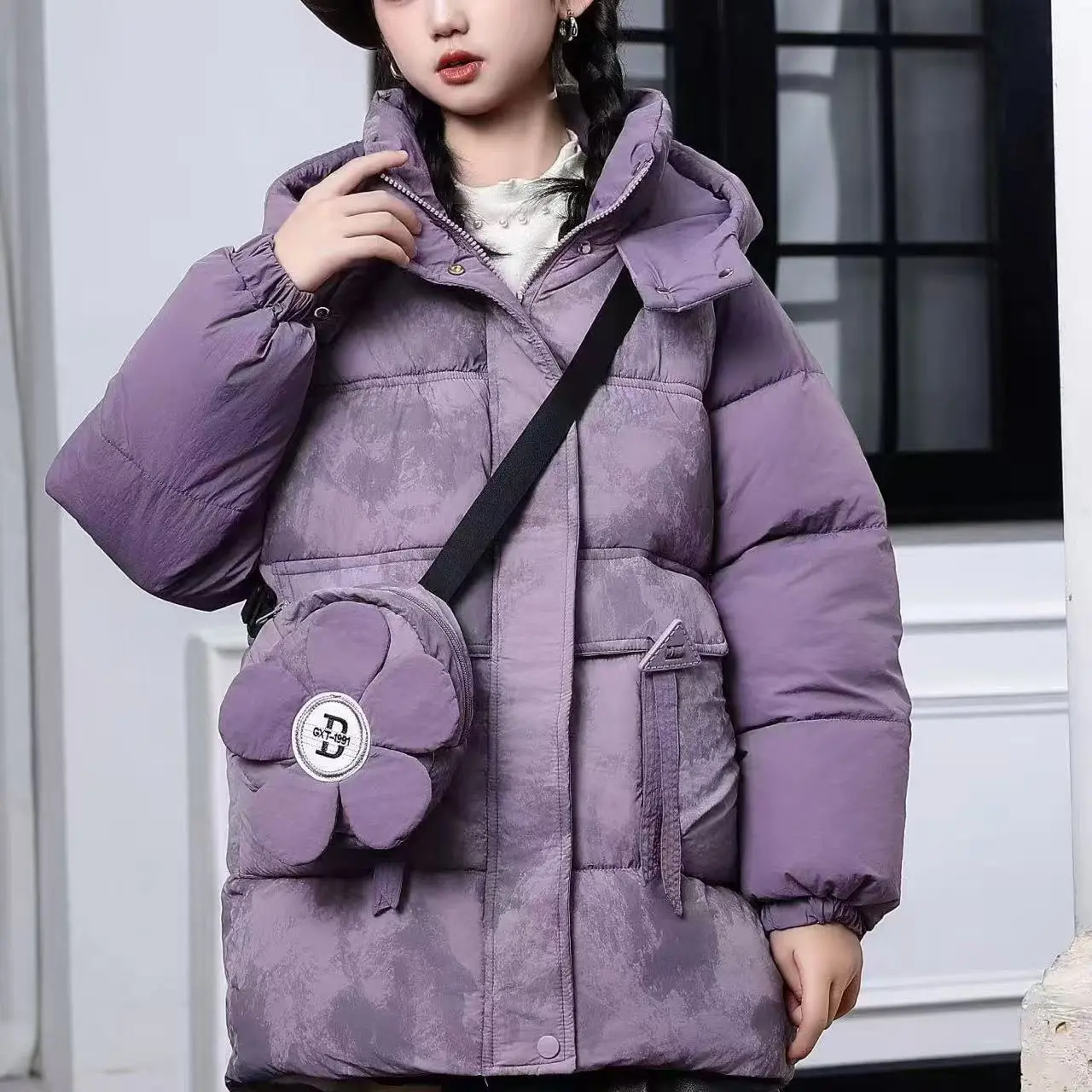 790哈哈家 女童加绒加厚冬季新款洋气韩版时髦保暖棉服外套