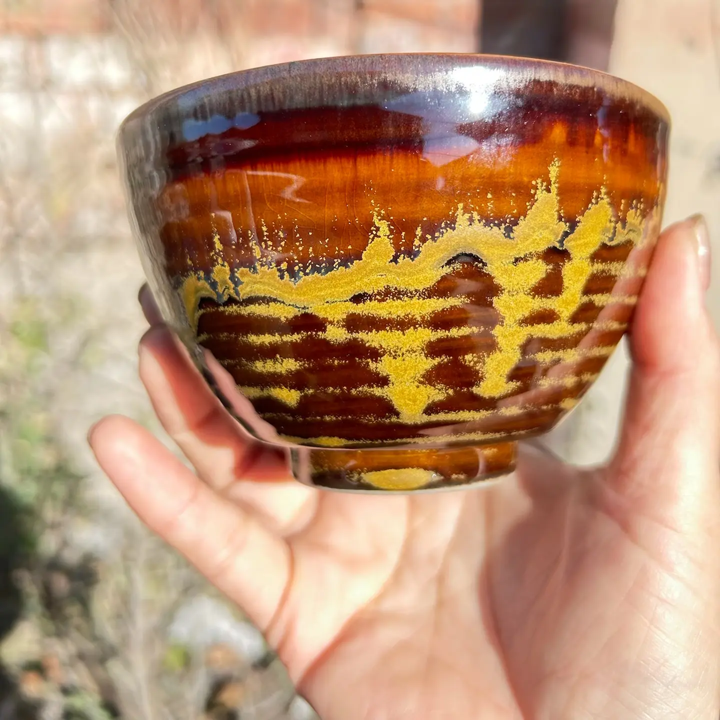 磁州窑国营五厂老瓷，金沙釉加紫金釉装饰，茶钵