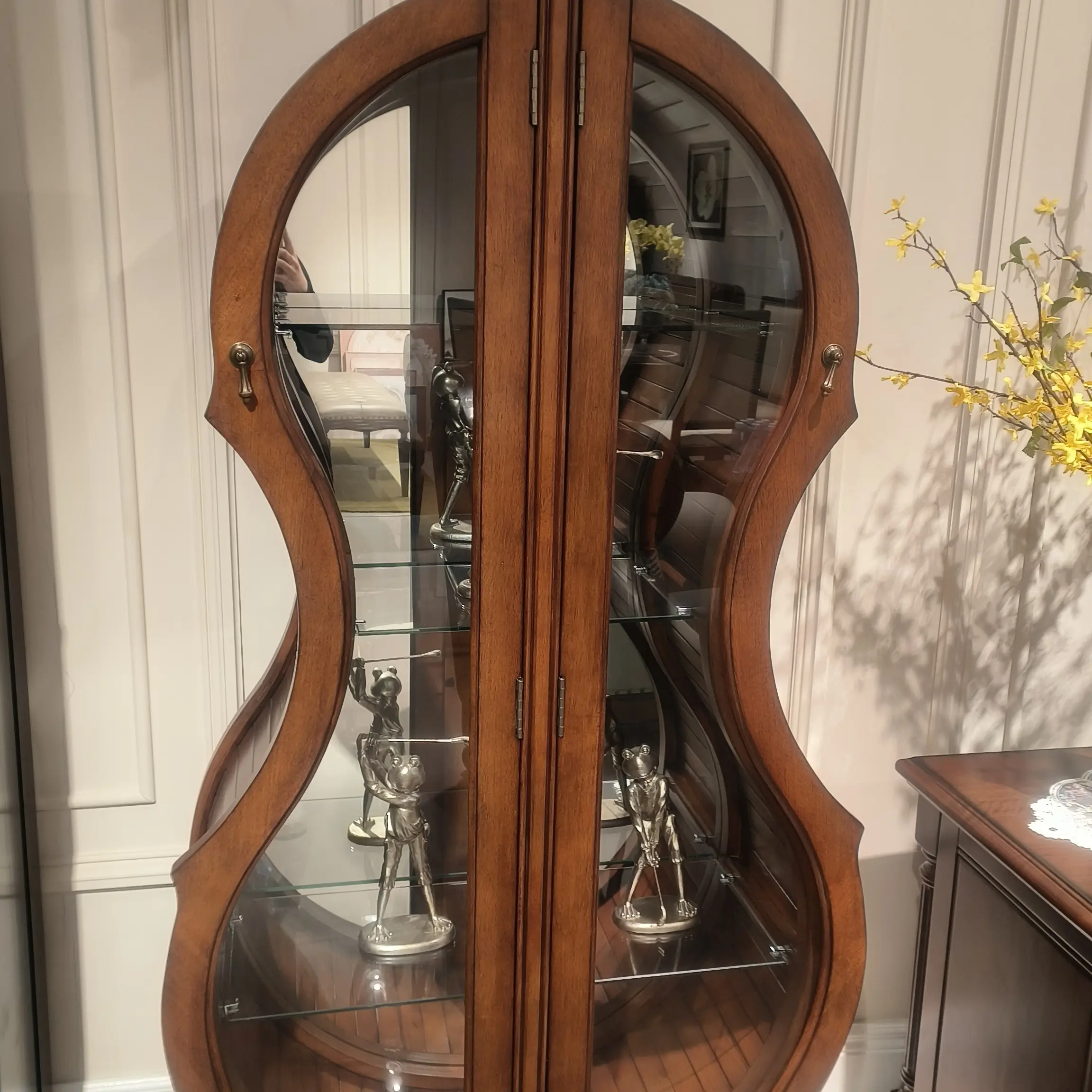 美式大提琴酒柜欧式实木雕花双门玻璃客厅装饰储物柜展示柜