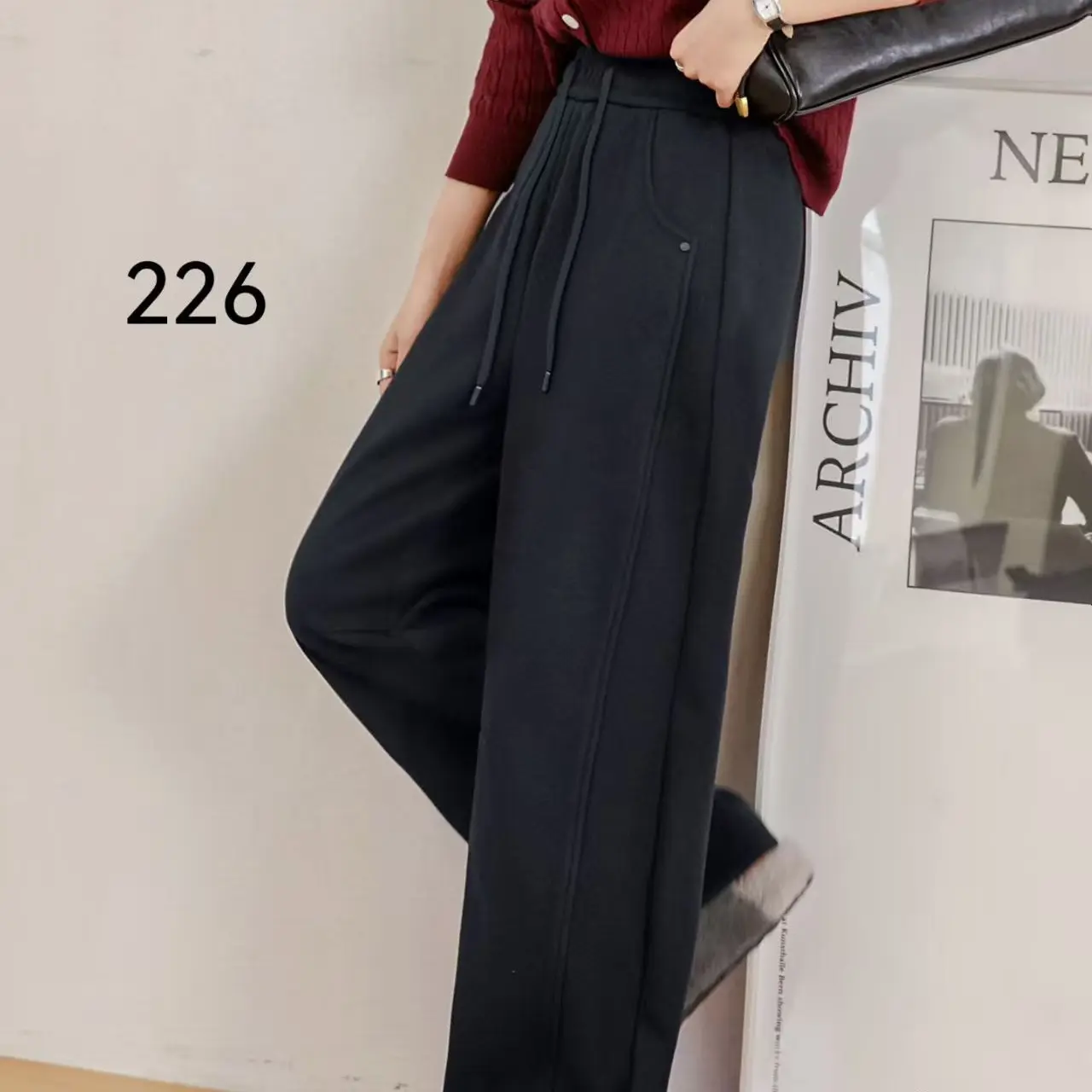 各种各样秋冬新款加绒加厚高腰弯刀直桶阔腿休闲女裤显瘦保暖