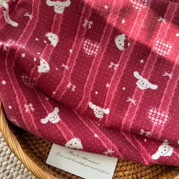 【全棉磨毛新年红kitty】全棉斜纹磨毛面料DIY手工 幅宽145 一米价