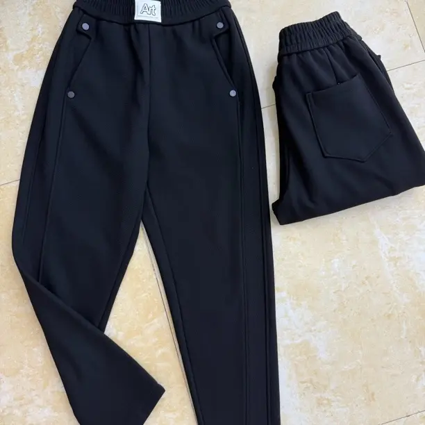 6068冬季小米格加绒加厚显瘦九分哈伦休闲裤