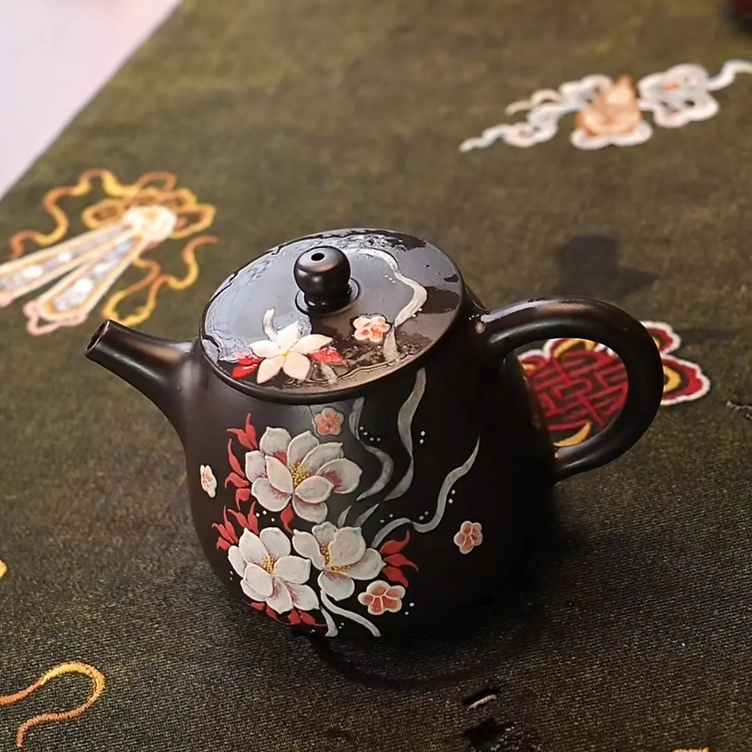 念一|花想蝶 高石瓢 黑料紫砂壶