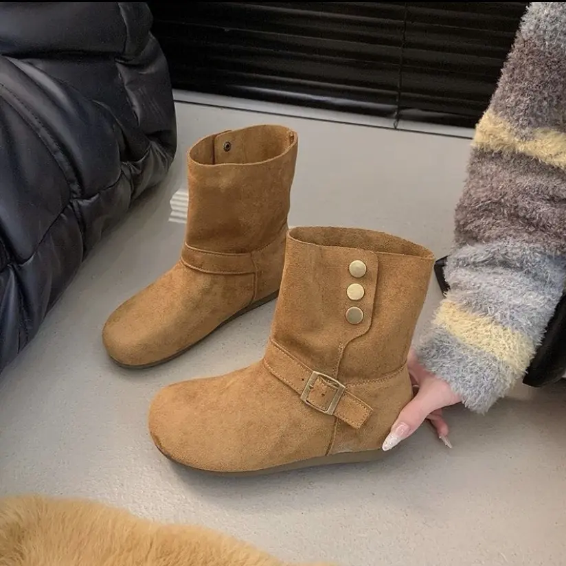 06瘦瘦短靴女秋季复古平底时装靴时尚马丁靴新款KF06