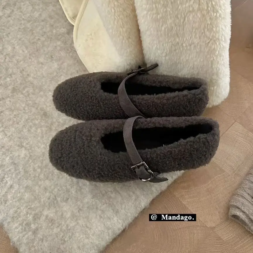 韩系冬季毛绒绒加绒棉鞋舒适百搭