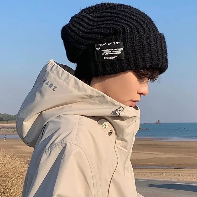 韩版显脸小堆堆帽 情侣潮流百搭秋冬休闲针织帽学生时尚防风保暖