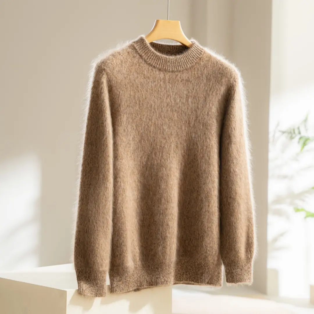 「茉莉家」2025爆款男士半高领加厚羊绒拉绒
