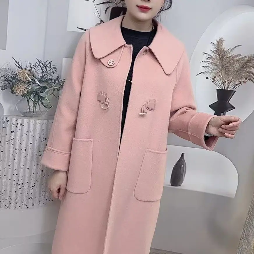 2025新款双面大衣 娃娃领设计 韩系通勤中长款外套秋冬