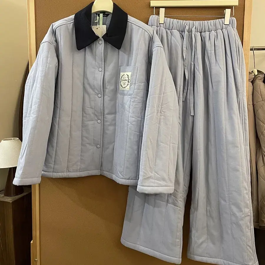 木屿子冬季三层夹棉加厚加绒保暖可外穿女士睡衣套装