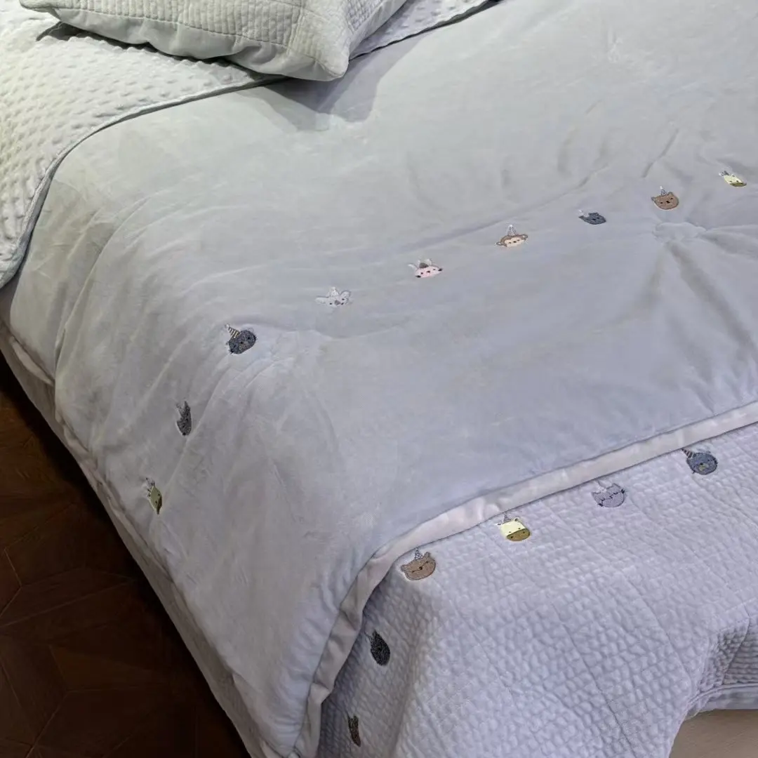 轻奢达菲绒床盖➕达菲绒豆豆被四件套