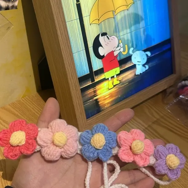 手工毛线编织猫咪狗狗可爱花朵项圈