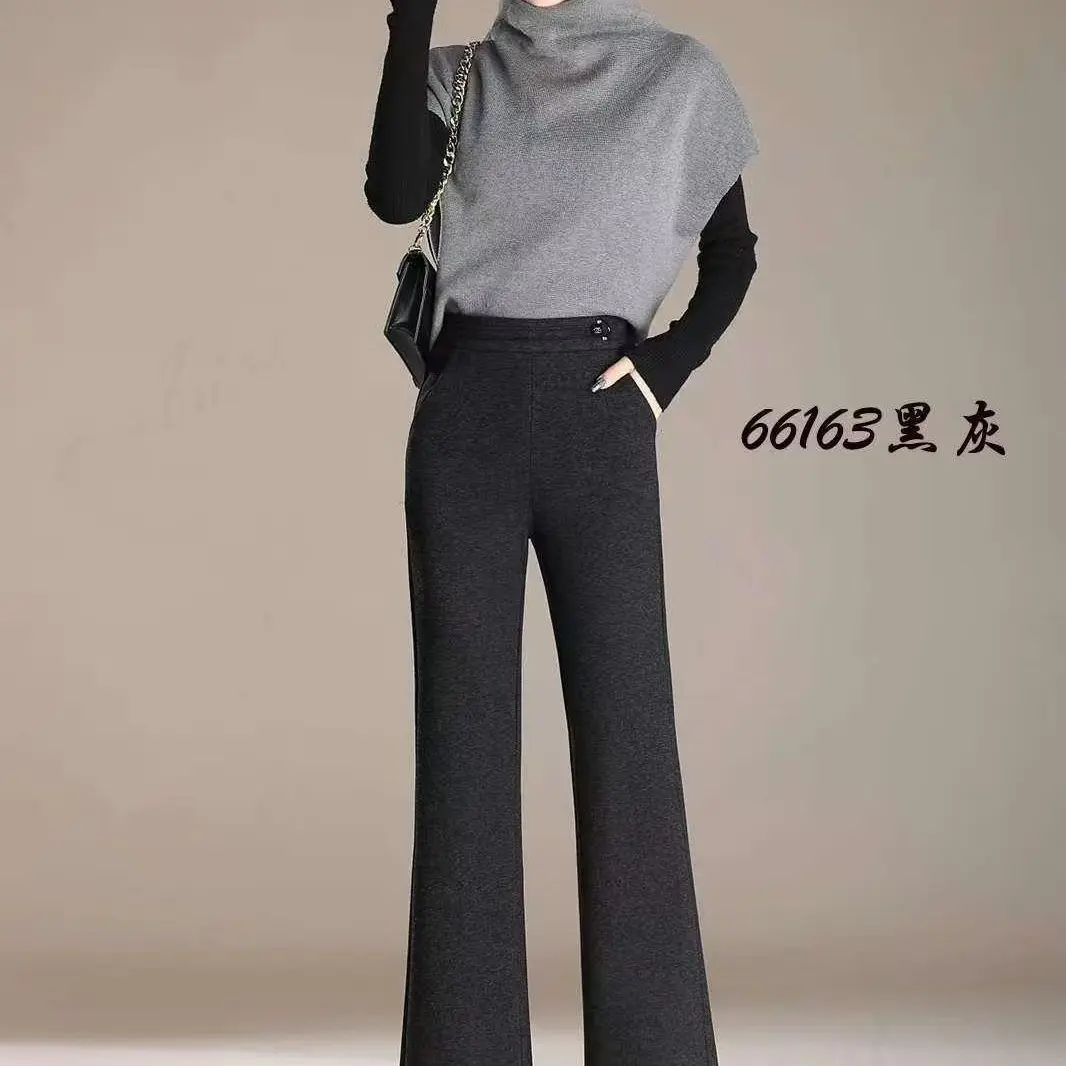 中年女士秋冬新款加厚微喇裤修身显瘦休闲保暖