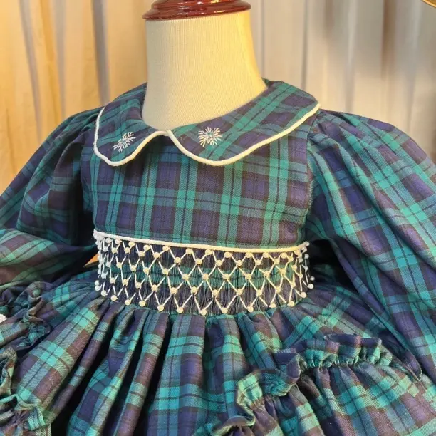 女童英伦风连衣裙长袖公主裙秋冬装新款格子