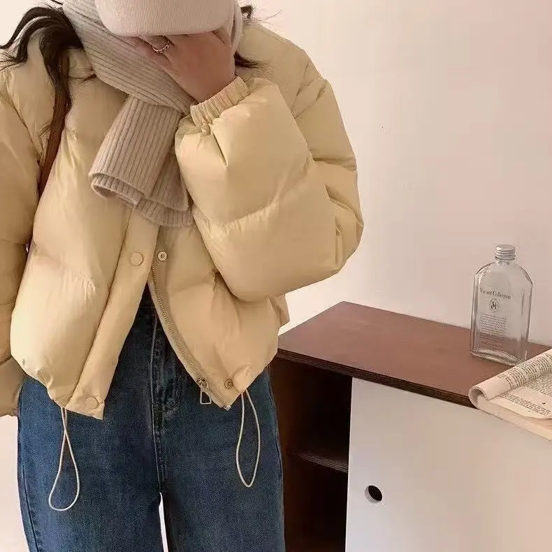 冬季韩版时尚加厚短款宽松小个子女士白鸭绒面包服外套