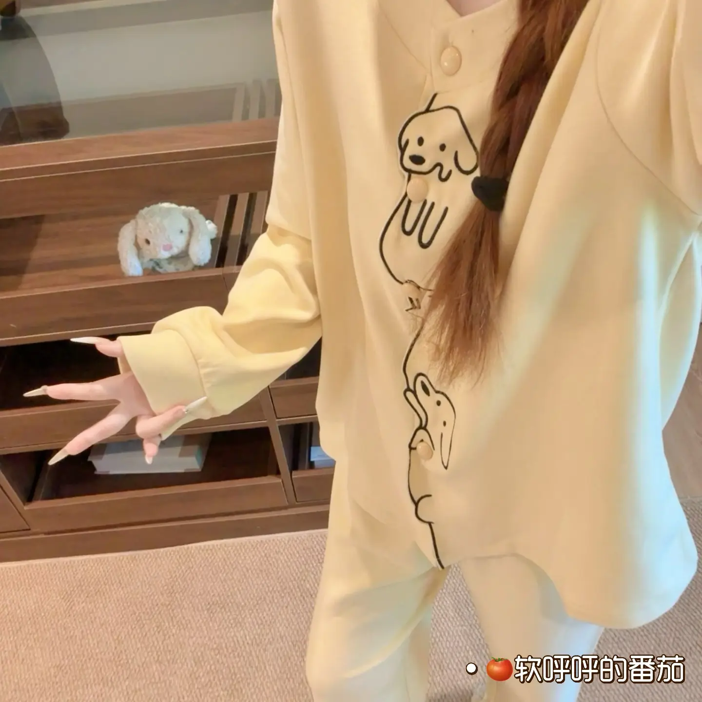 小狗部队｜磨毛双面绒秋冬季加厚保暖卡通女长袖可外穿家居服套装