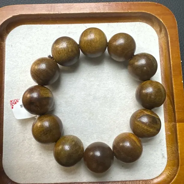 增香沉香木阴沉木老料2.0圆珠单圈男士文玩手串精品s24