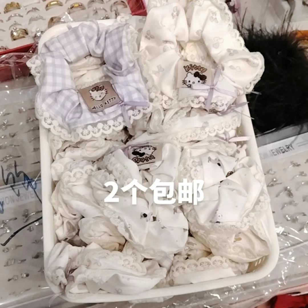 甜美清新韩系ins风蕾丝花边大肠发圈少女马尾头绳时尚发饰