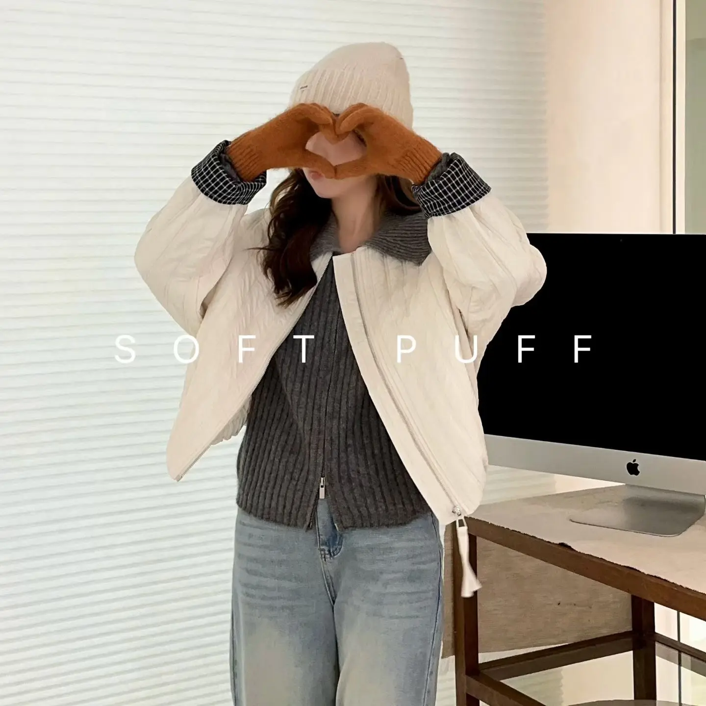 大码女款短款宽松休闲秋冬开衫棉外套夹克棒球服