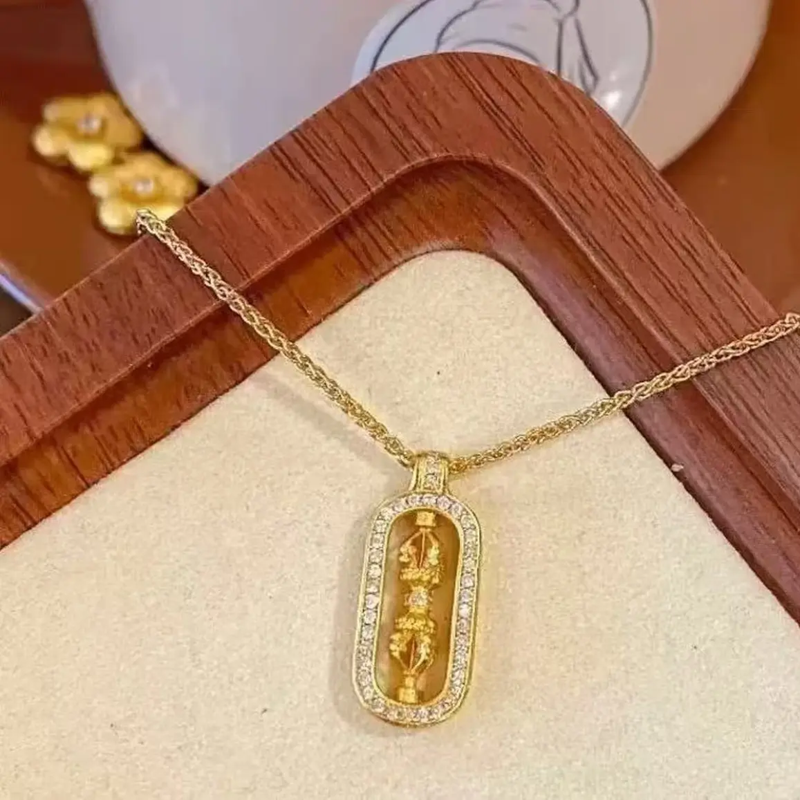 合金项链 铜合金项链 新中式古法金刚降魔杵项链轻奢时尚小众饰