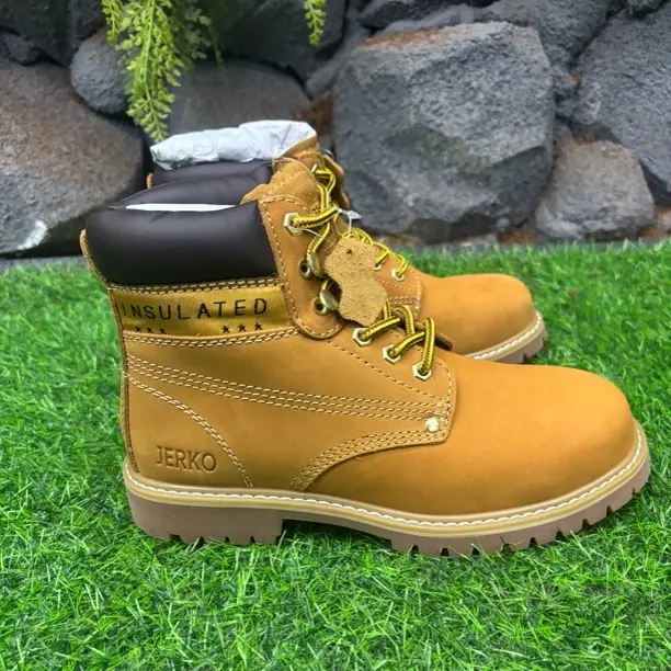 工装靴大黄靴户外圆头防滑马丁靴男款时尚中帮钢头鞋