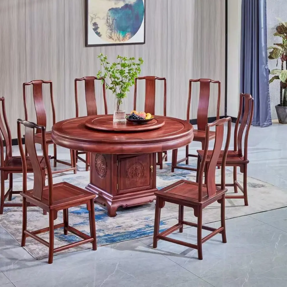 实木简约素面圆台饭桌