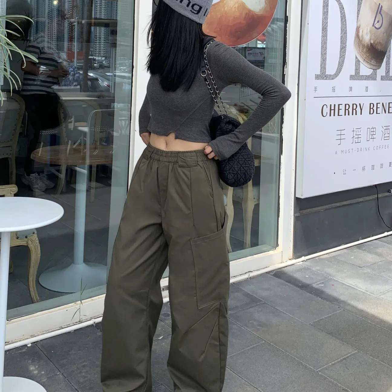 秋冬新品宽松直筒男女同款工装休闲长裤