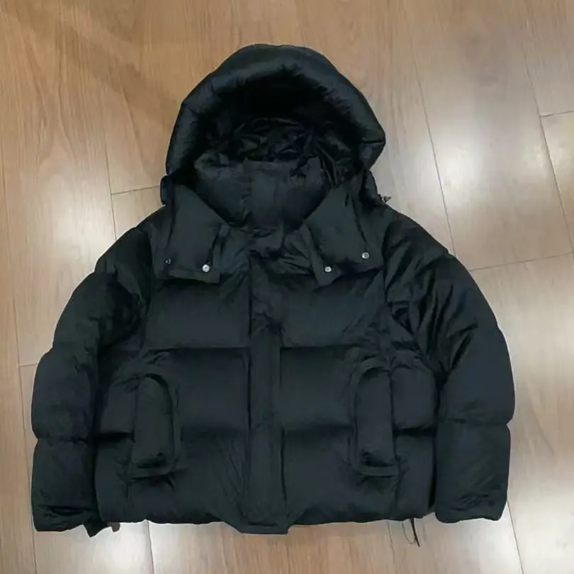 米姗高品质新款缎面连帽白鸭绒女冬季保暖时尚