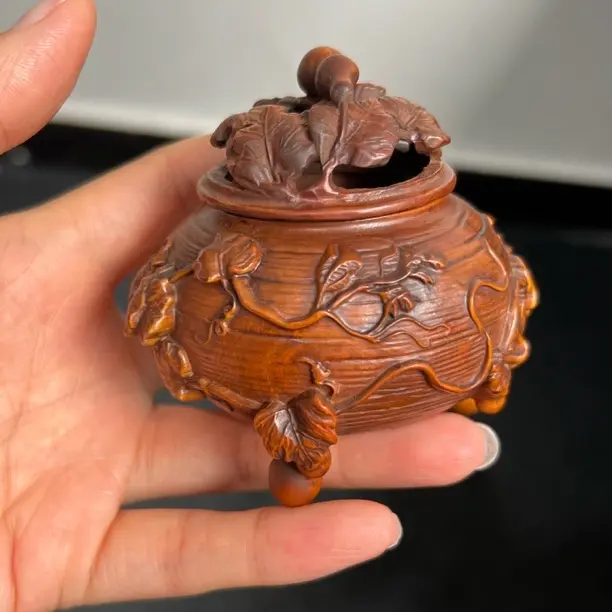 黄杨木小香炉精工典藏 可观可赏
