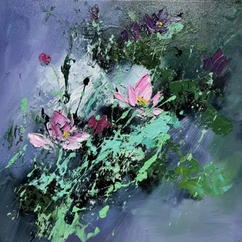 《雨后荷塘》原创手绘油画茶室客厅卧室玄关装饰挂画装饰画