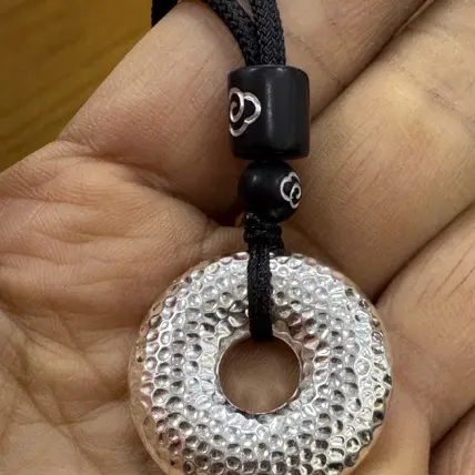 吊坠足银 吊坠足银 999纯银平安扣吊坠实心锤纹设计男女时尚百搭