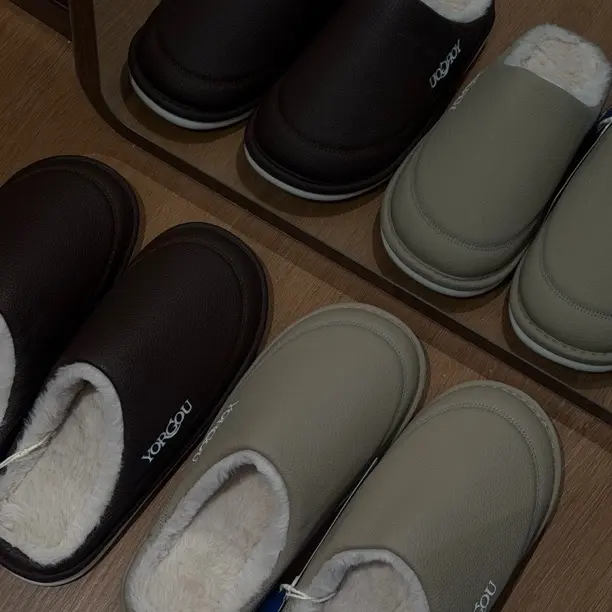 防水加绒牛筋底包头皮拖鞋男女秋冬季室内家居保暖防滑