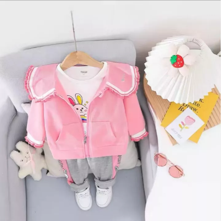 M彩虹小兔三件套