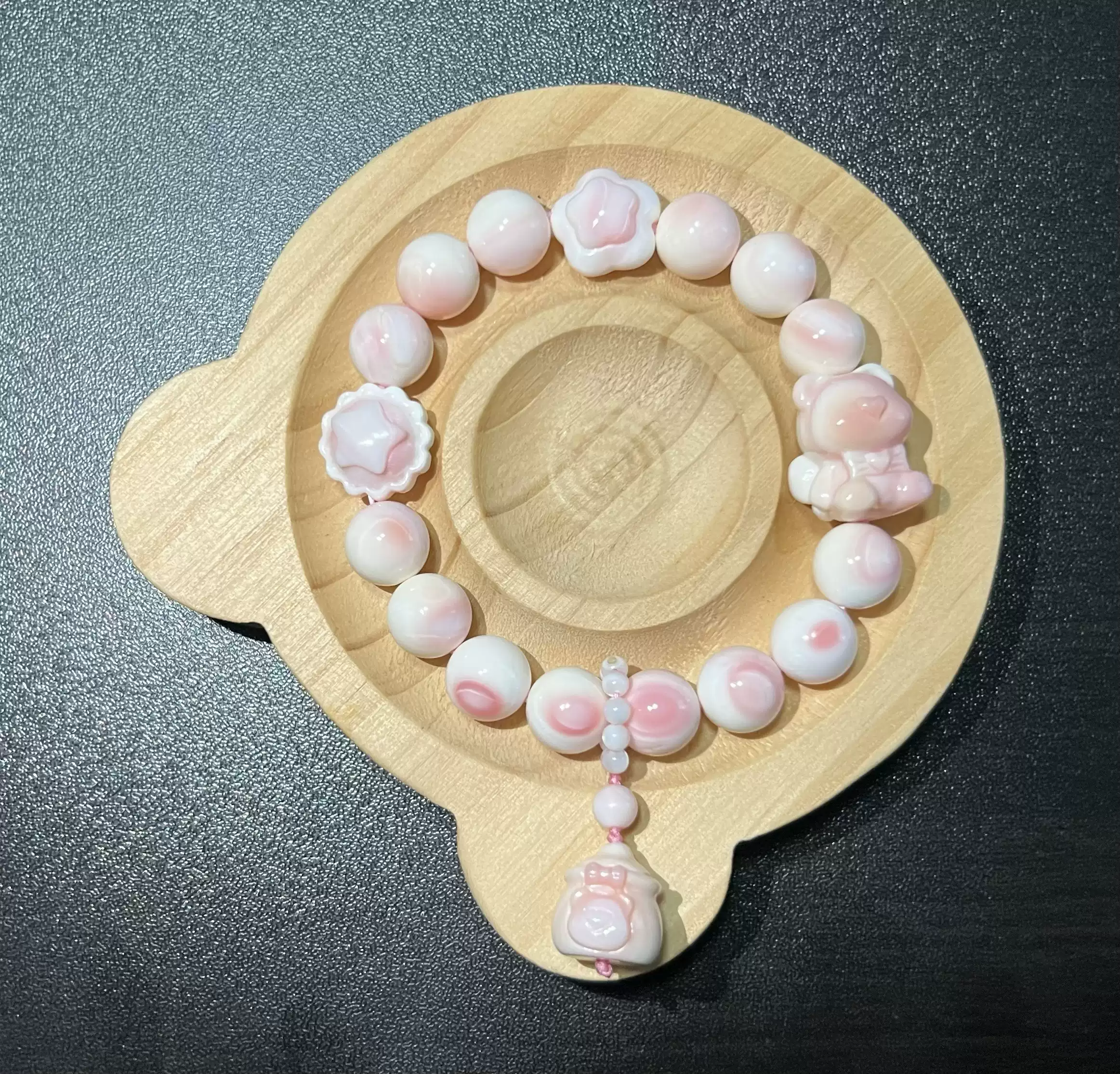 非金属仿珍珠手链 手工雕刻件女王螺贝壳手串手链DIY