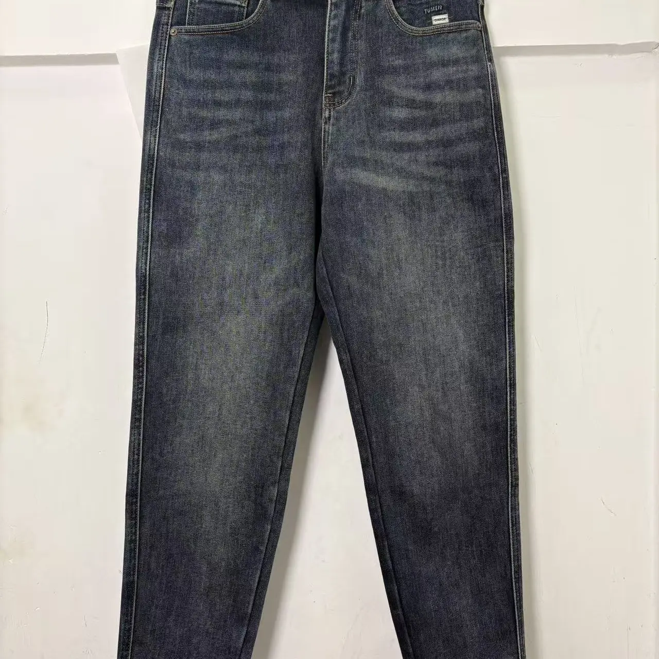 秋冬季水洗锥形男牛仔裤直筒常规款高弹