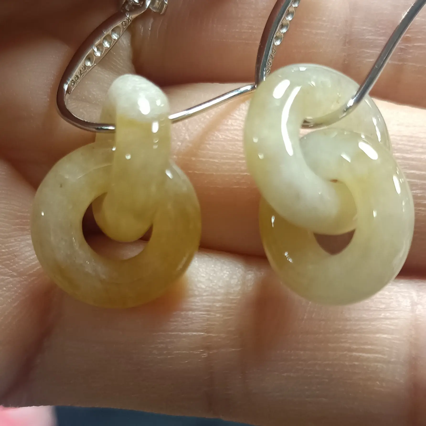 黄翡翠公主双环相扣耳环古风设计感小众气质百搭精致耳坠